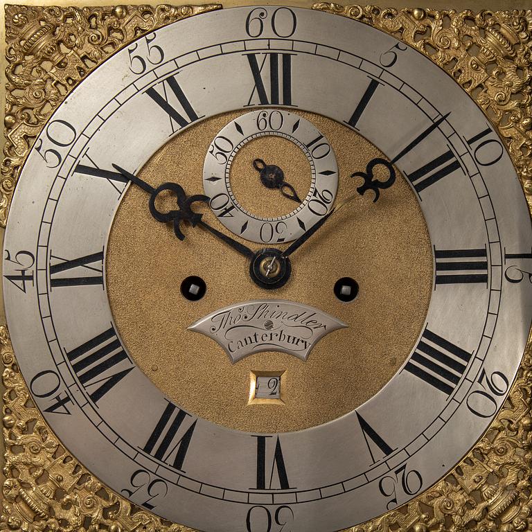 An English longcase clock, signed Tho Shindler, Canterbury. Ca 1800.