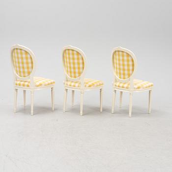 Stolar, 3 st, gustaviansk stil, omkring 1900.