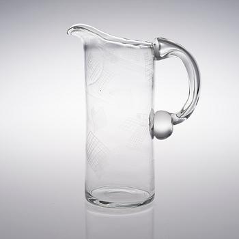 OIVA TOIKKA, AN ART GLASS PITCHER. Sign. Oiva Toikka, Nuutajärvi Notsjö.