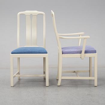 A second half of the 20th Century 11 pcs dining set by Carl Malmsten. Åfors möbelfabrik.