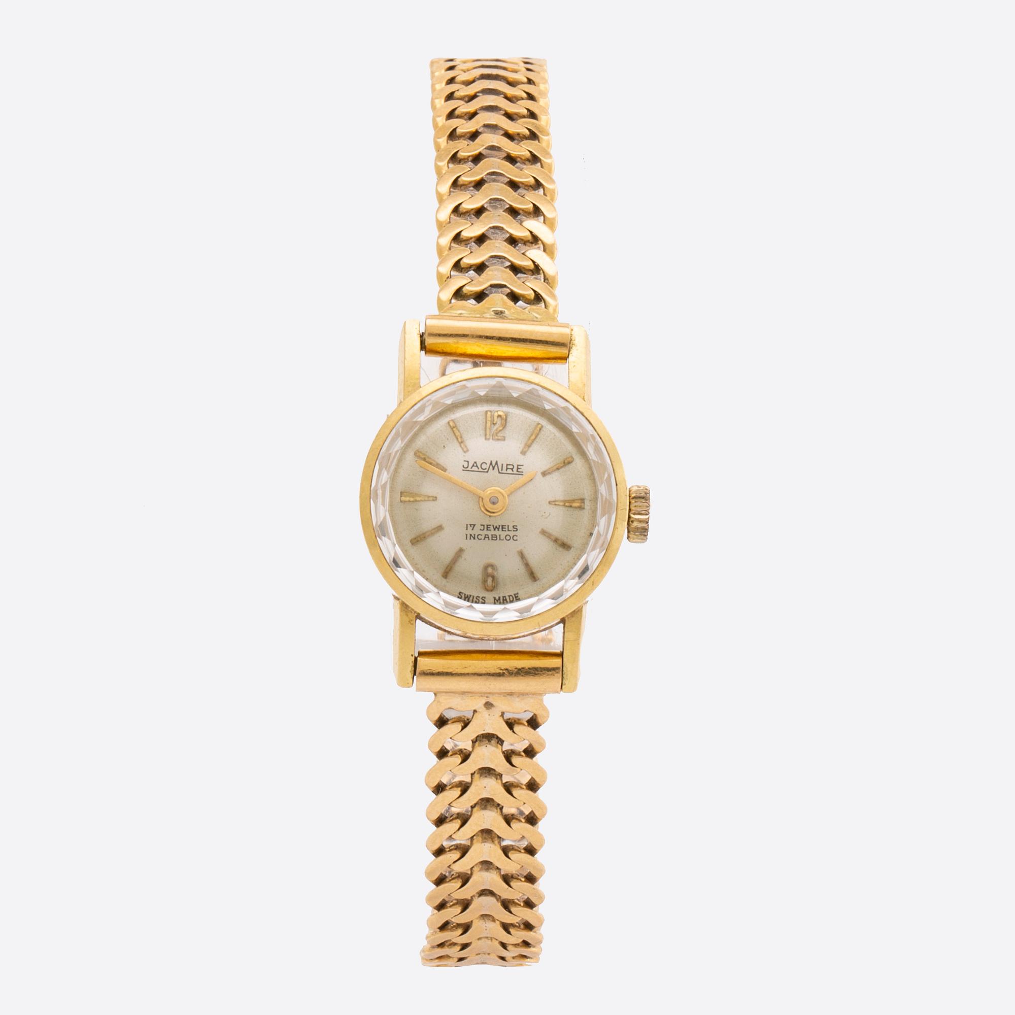 LADIES WRISTWATCH, JACMIRE, 17 jewels incabloc, 18K gold, 15 mm, manual, total weight 20,2 g.