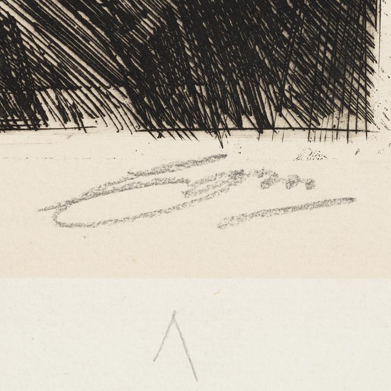 Anders Zorn, etching, 1892, signed in pencil.