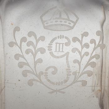 BRÄNNVINSFLASKOR, 5 st. Glas. 1800-tal.