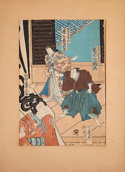 OKÄND KONSTNÄR, 2 st, träsnitt, Japan, 1800-tal.