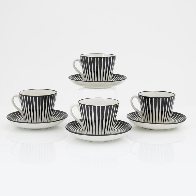 A set of four teacups with saucers  by Eugen Trost for Gefle.