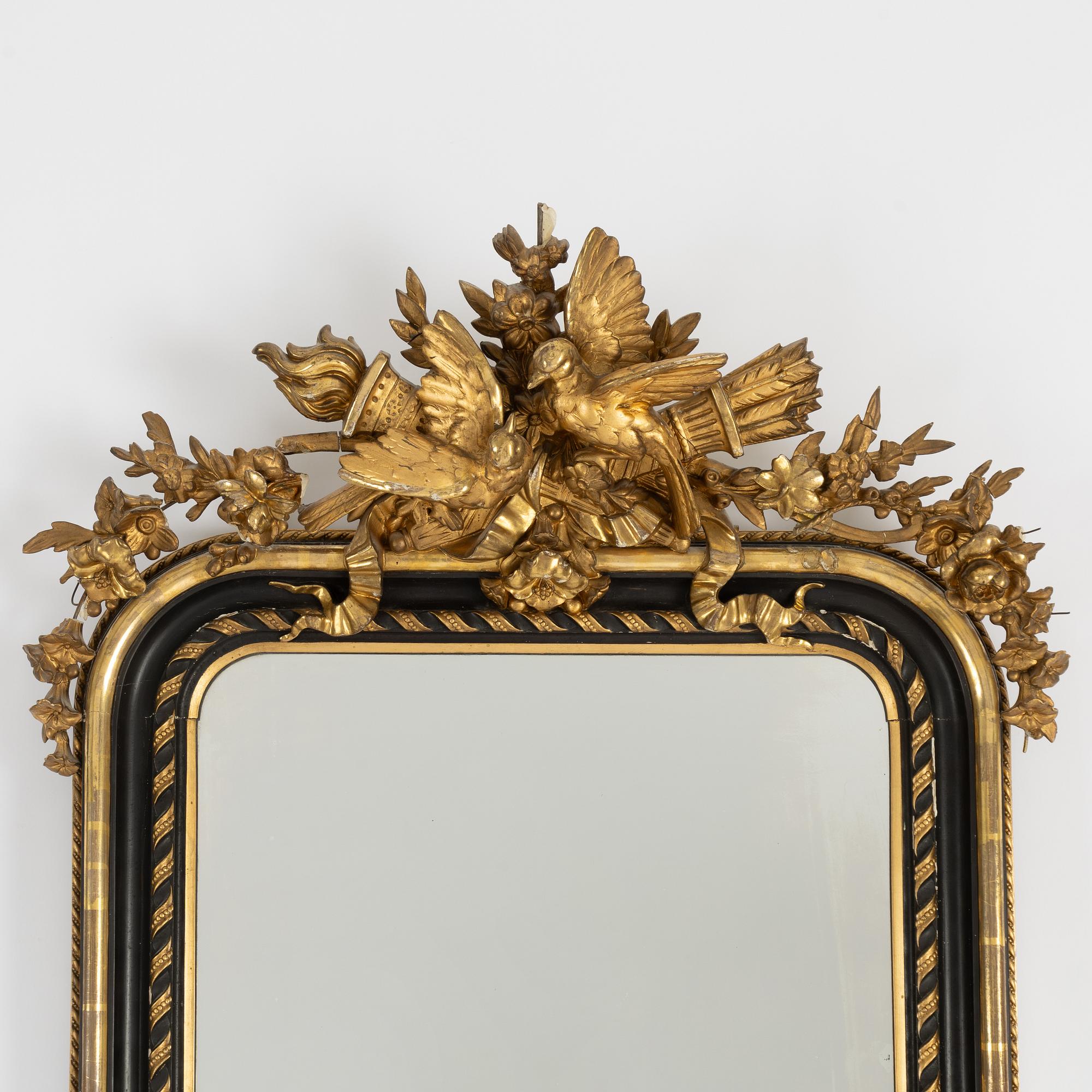Mirror with console table, Rococo style, circa 1900.