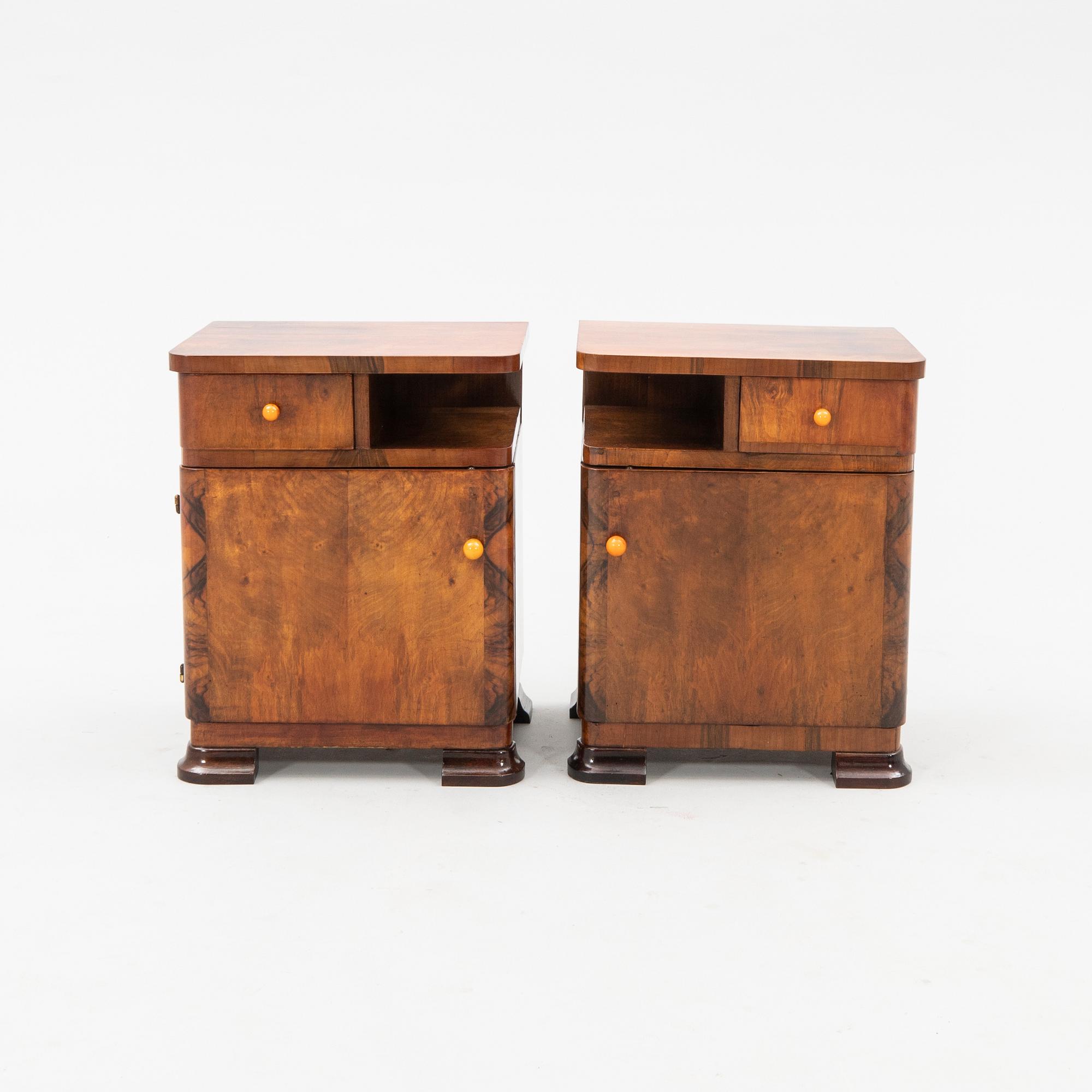 Pair of bedside tables, first half of the 20th century.