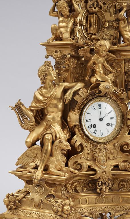 A French 19th century gilt bronze mantel clock.