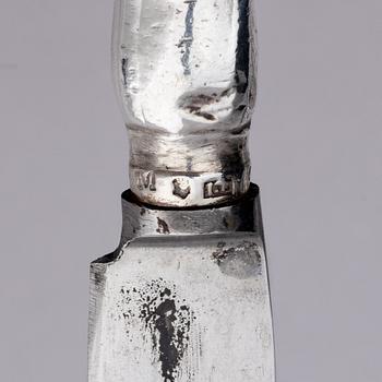 A Swedish set of 21 piece silver table-cutlery, marks of Isak Trybom, Stockholm 1766-1783.