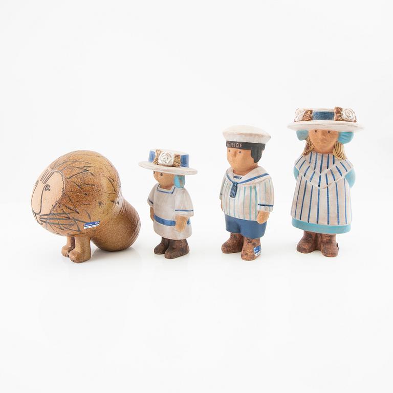 Lisa Larson, figurines 4 pcs Gustavsberg glazed stoneware.