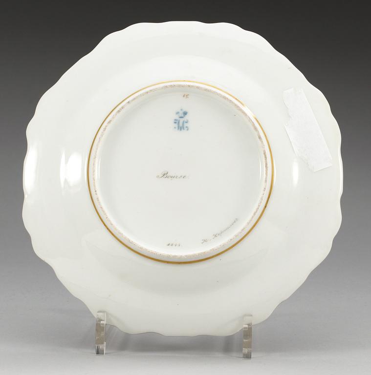 DESSERTTALLRIK, porslin. Kejserliga porslinsmanufakturen, St Petersburg, Nikolai I Pavlovich, daterad 1844.