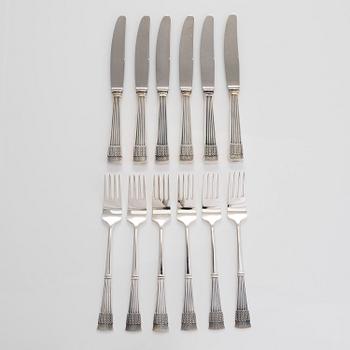 Mauno Honkanen, bestickuppsättning, 16 delar, silver, "Tähkä", Tillander, Helsingfors 1967-68.