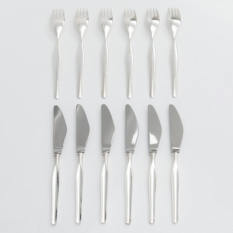 Tapio Wirkkala, bestick, 12 st, sterlingsilver, "Tapio", Kultakeskus, Hämeenlinna 1969-70.