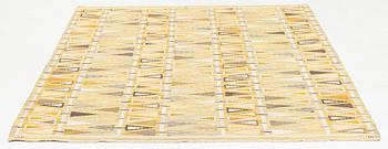 Ingrid Dessau, a carpet, 'Pilevall, gul', flat weave, c 225 x 180 cm signed KLH ID.