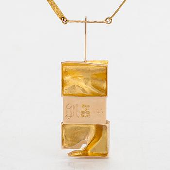 Björn Weckström, a 14K gold necklace, 'Janus', with smoky quartz and rock crystal for Lapponia 1969.