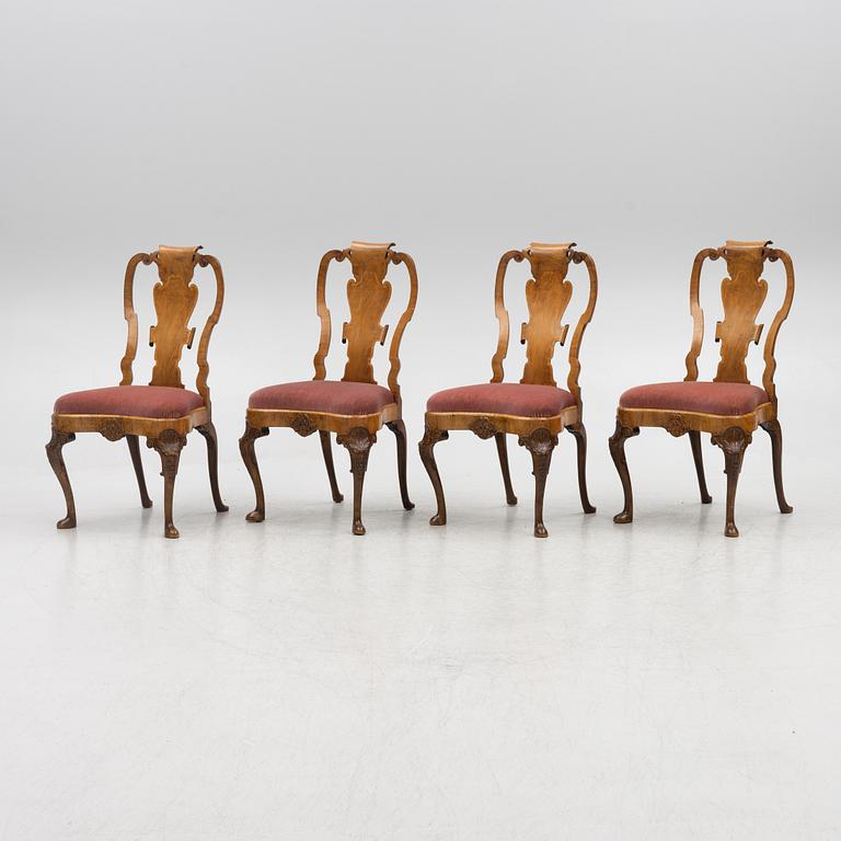 Four English late Baroque chairs, first part of the 18th century.