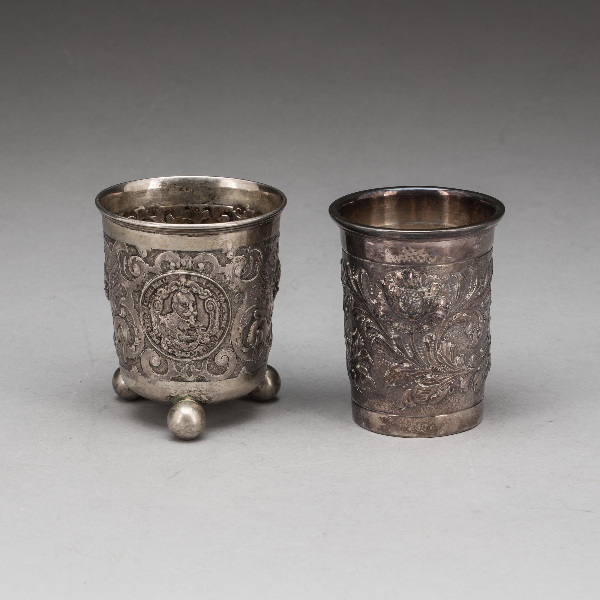 BÄGARE, 2 st. Sterling och silver, barockstil.