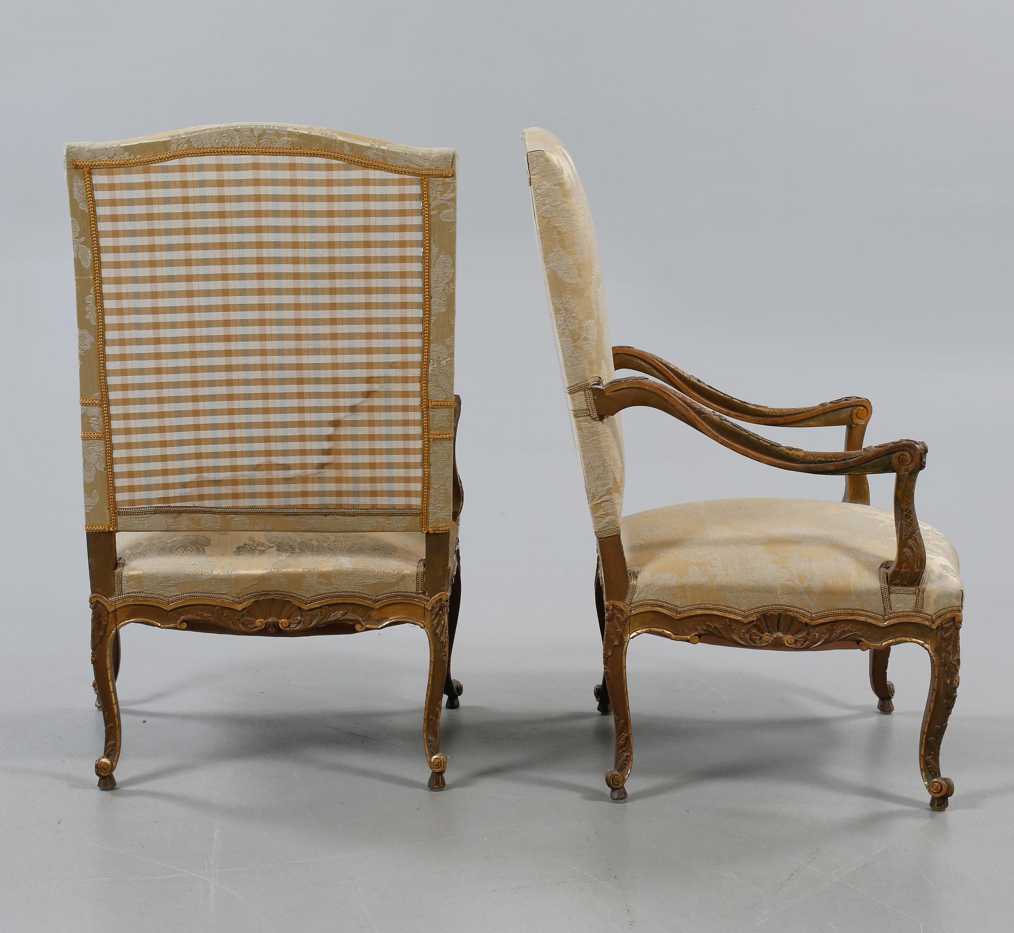 KARMSTOLAR, ett par, Louis XV-stil, Frankrike, omkring 1900.