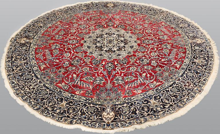 Matta, Nain, part silk, s.k 9LAA, diameter ca 250 cm.