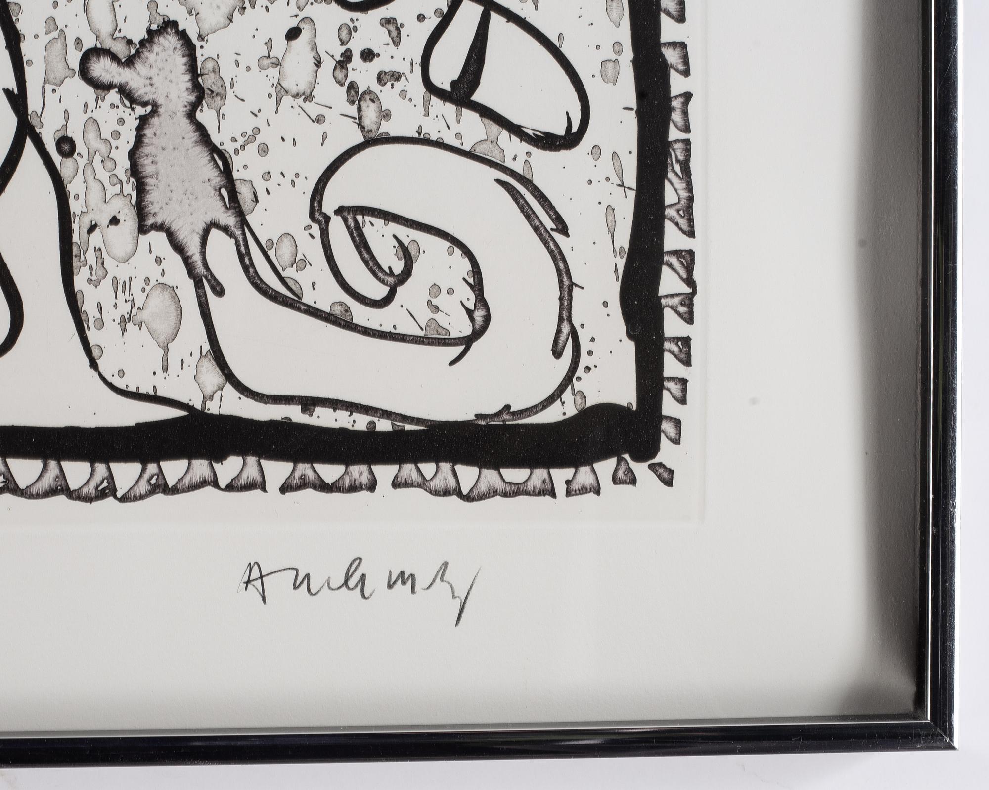 Pierre Alechinsky, etsning & linoliumsnitt, 1989, signerad 2/125.