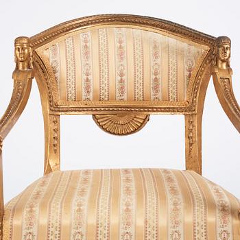 A Royal Swedish empire armchair attributed to N C Salton (master 1817-29).