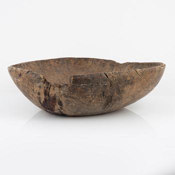 A wood bowl, dated 1765.