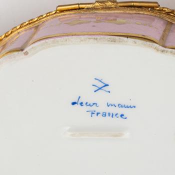 Three porcelain boxes, France, First half and mid 20th century.
