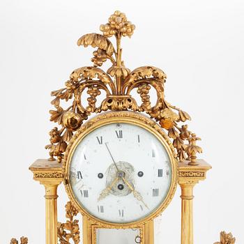 A Late Gustavian giltwood mantel clock, circa 1800.