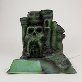 A plastic "Castle Greyskull" store display from Masters of the Universe, Mattel, 1980s.