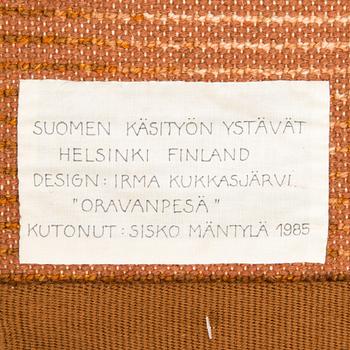Irma Kukkasjärvi, ryijy, Suomen käsityön ystävät.  Noin 105 x 90 cm.