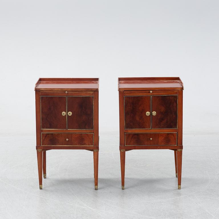 A pair of late Gustavian style bedside cabinets, second half of the 19th century.