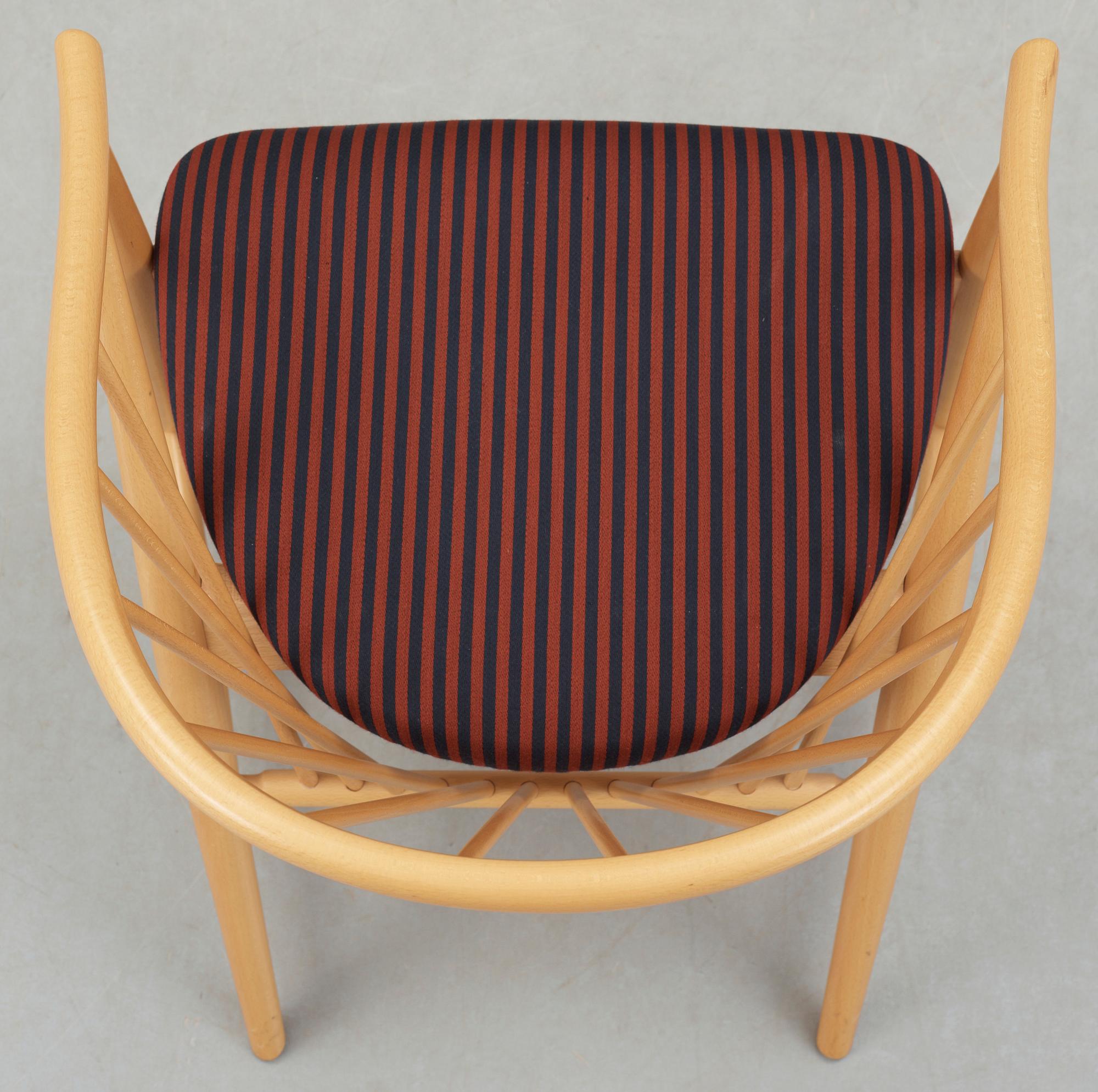 KARMSTOLAR, 4 st, "Solfjädern", Sonna Rosén, Gemla Möbelfabrik, formgiven 1948.