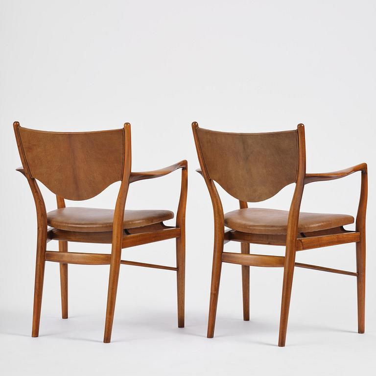 Finn Juhl, a set of four chairs and a pair of armchairs, model "Bo-63" and "Bo-72", Bovirke, Denmark, 1950s-60s.