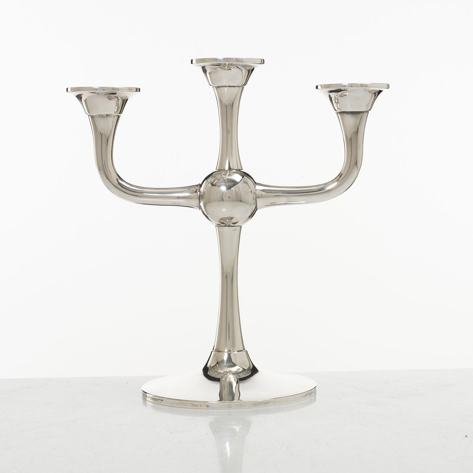 Candelabrum, silver, Karl J Ottesen, Norway, late 20th century.
