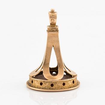 Sigill, för grevliga ätten Löwen, 18k guld och karneol, omkring år 1800.