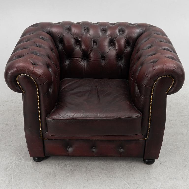 Sofa and armchair, Chesterfield, second half of the 20th Century.