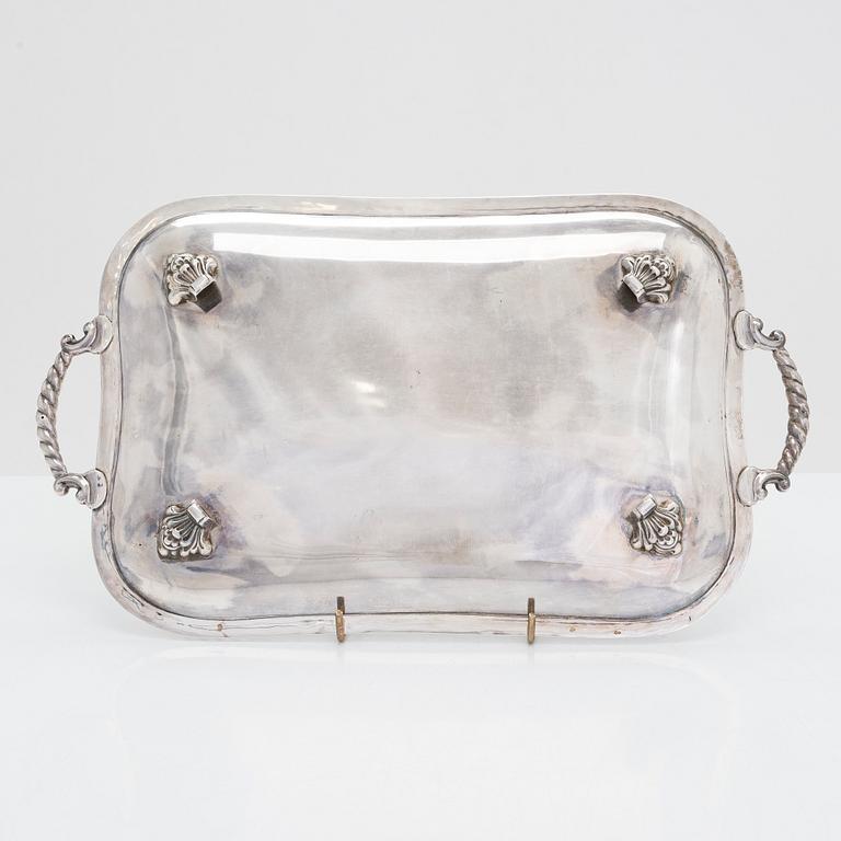 A Spanish silver tray , mid 20th century.