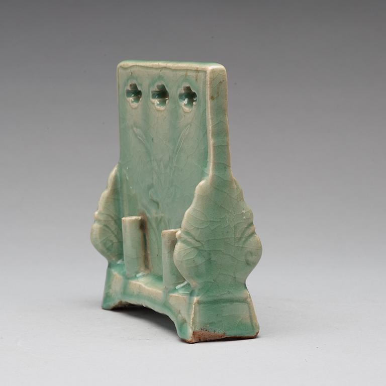 A 'Longquan' celadon table screen, Ming dynasty (1368-1644).