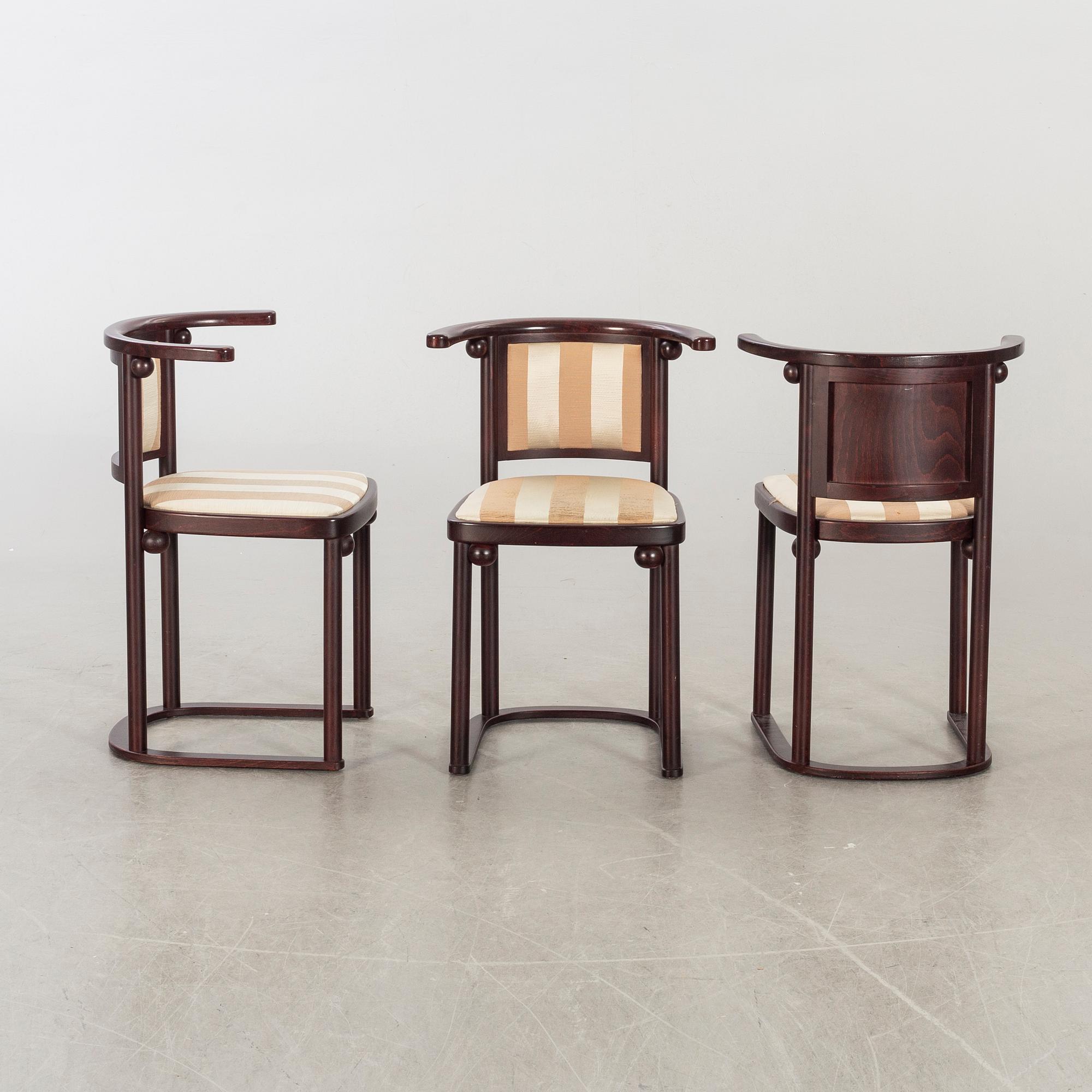 JOSEF HOFFMANN, a set of six "bat" chairs Wittmann Austria later part of the 20th century.