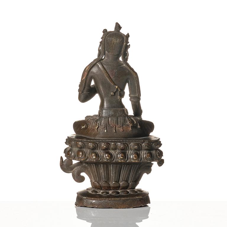 A bronze figure of a white Tara, possibly Qingdynasty, Pala-revival style, 17th/18th Century.