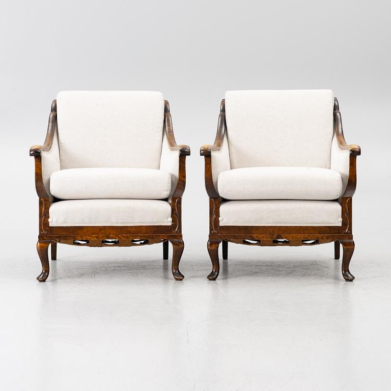 Armchairs, a pair, 1930s/40s.