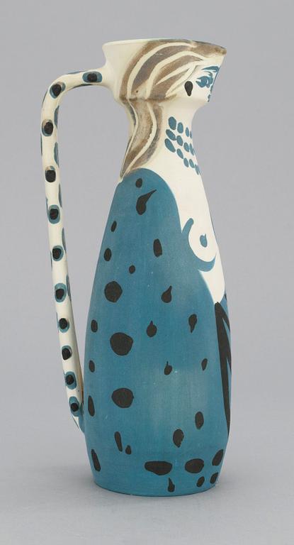 A Pablo Picasso "Femme" faience jug, Madoura, France 1955.