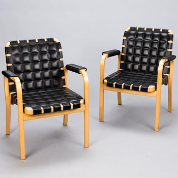 ALVAR AALTO, two late 20th century '45' armchairs for Artek.