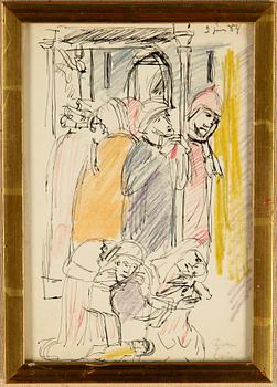 Sven X:et Erixson, mixed media, signed and dated -54.