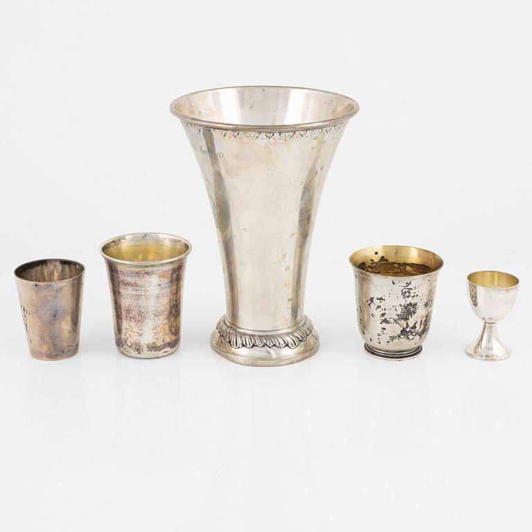 Six silver items, GAB, Atelier Borgila and Axel Bergman, Stockholm, 1905-60.