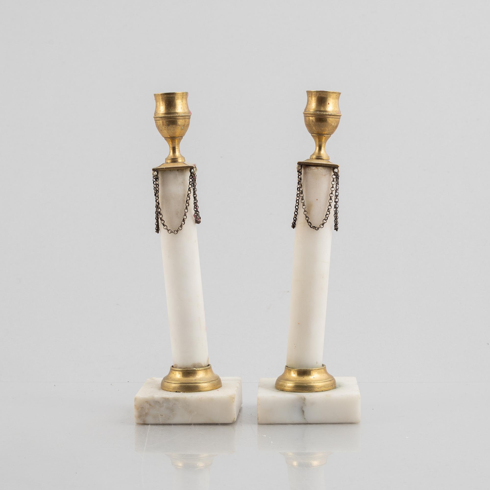 A pair of candlesticks, Gustavians style, 19th century.