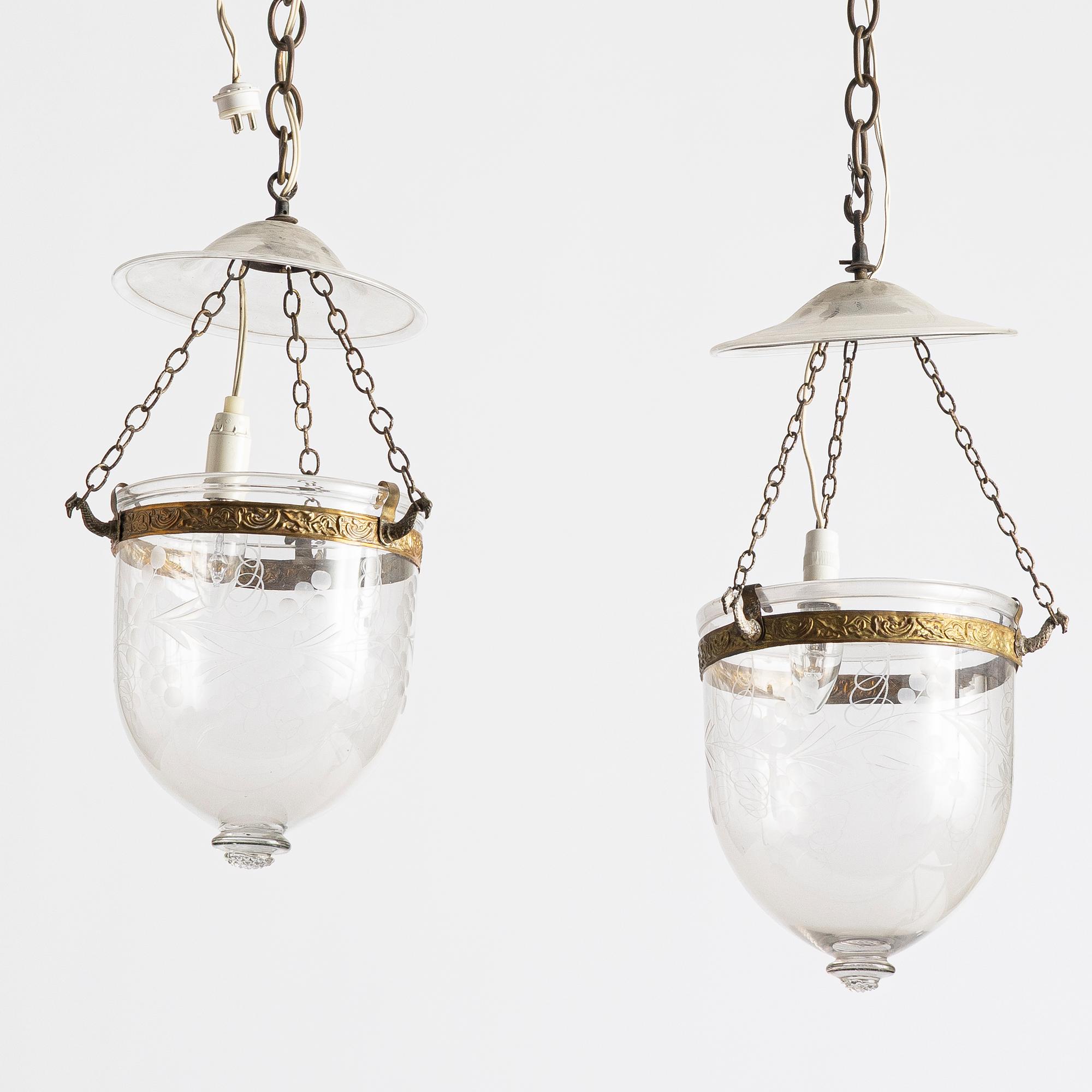 Lanterns, a pair, glass, first half of the 20th century.