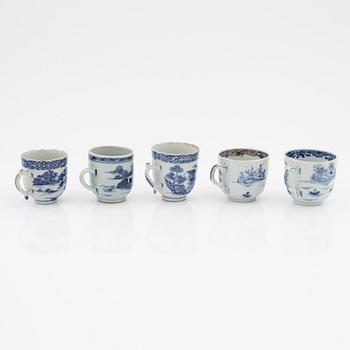 A set of 11 odd Chinese Export cups, Qing dynasty, 18th Century.