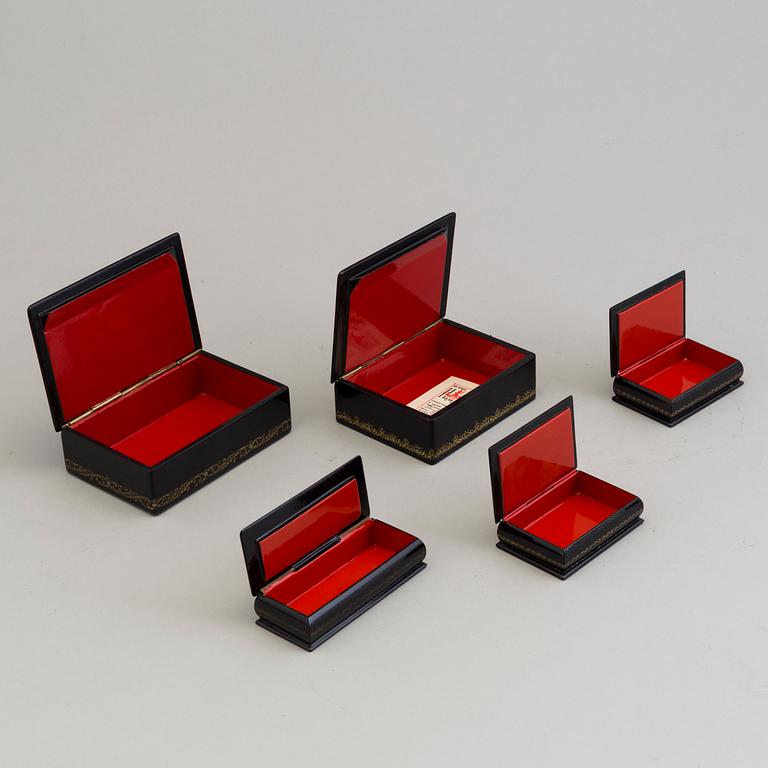 A set of five Russian boxes from 20th century.