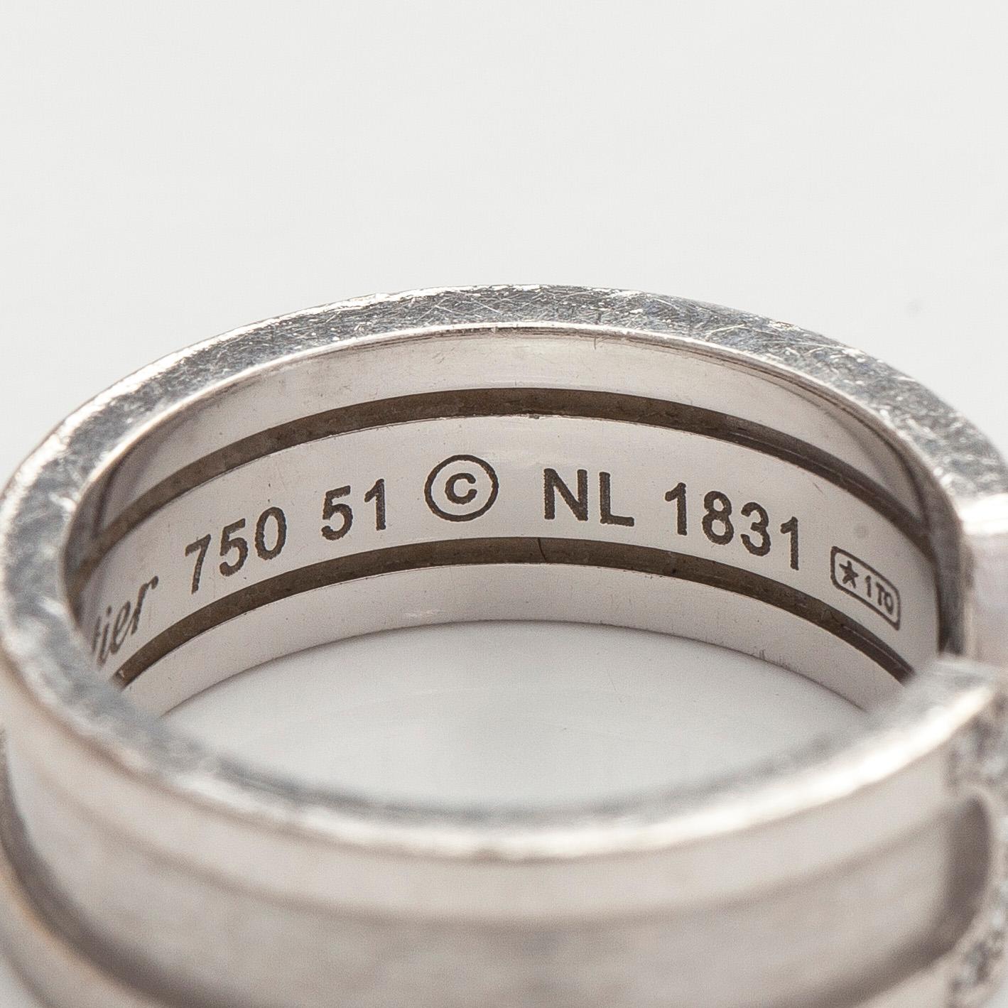 Cartier, Ring, “Double C”, 18K white gold and brilliant-cut diamonds.